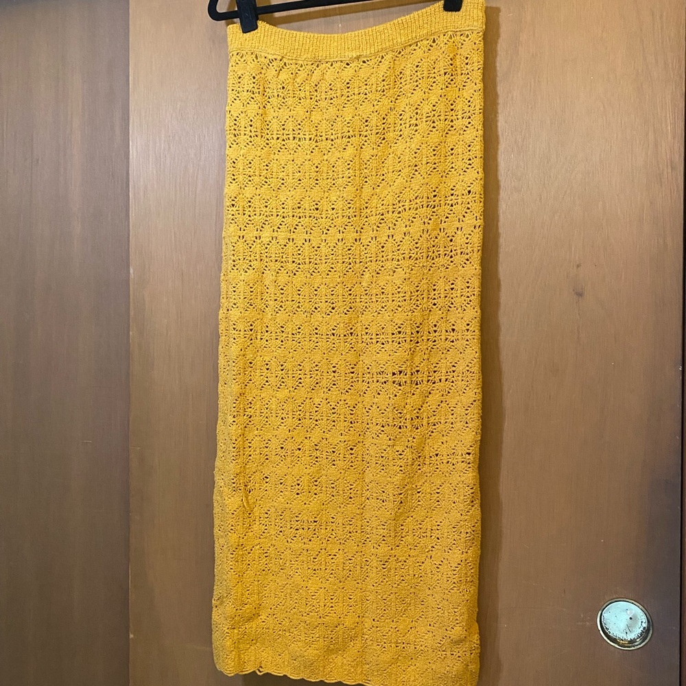 Zara Yellow Crochet Maxi Skirt